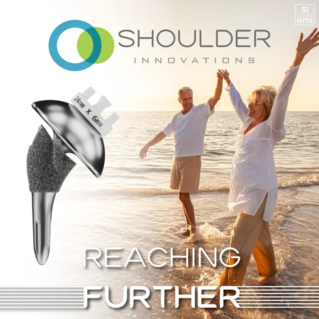 A couple walking on a Sarasota beach following recovery from shoulder replacement surgery