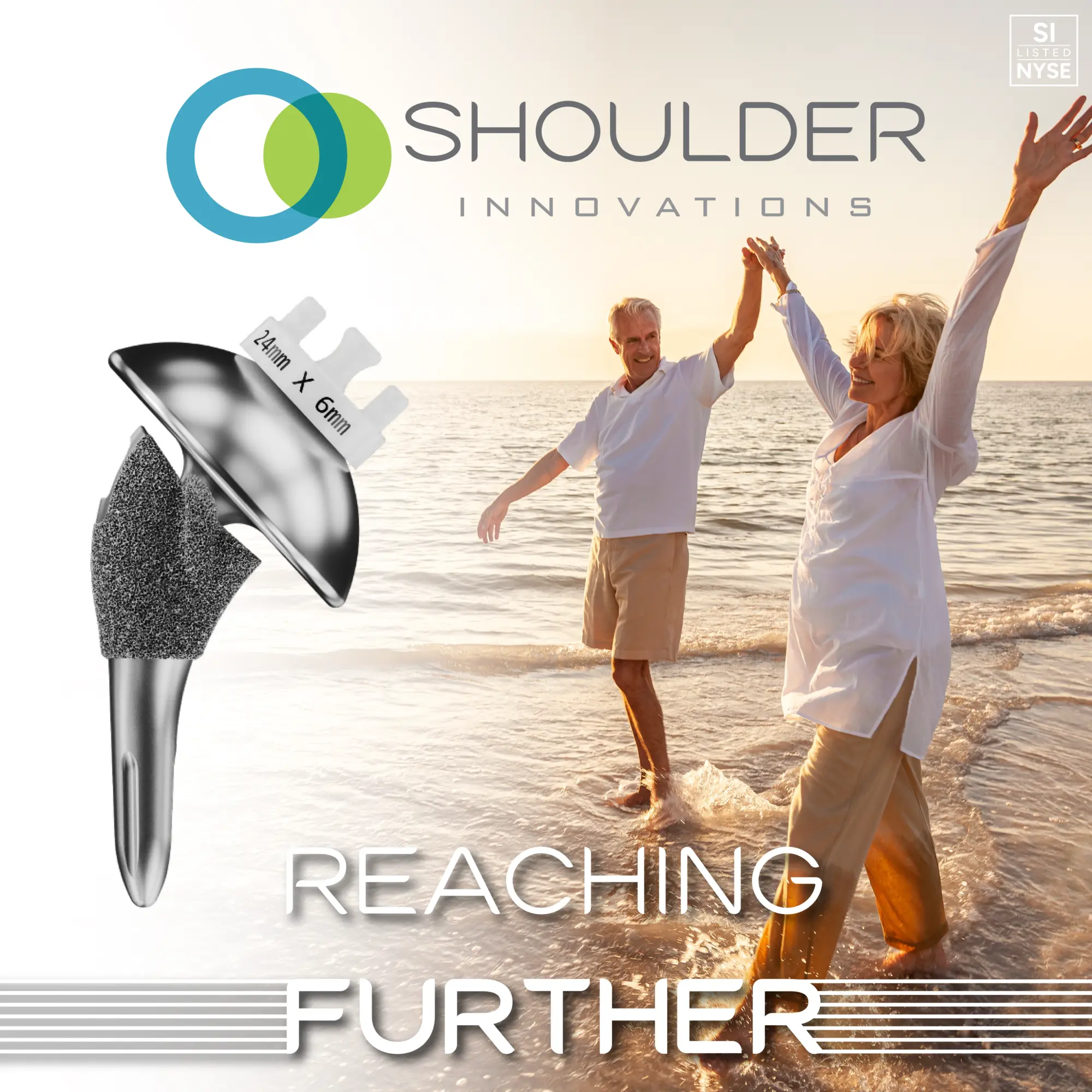 A couple walking on a Sarasota beach following recovery from shoulder replacement surgery
