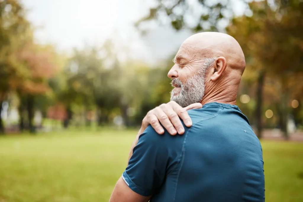 Patient suffering from frozen shoulder